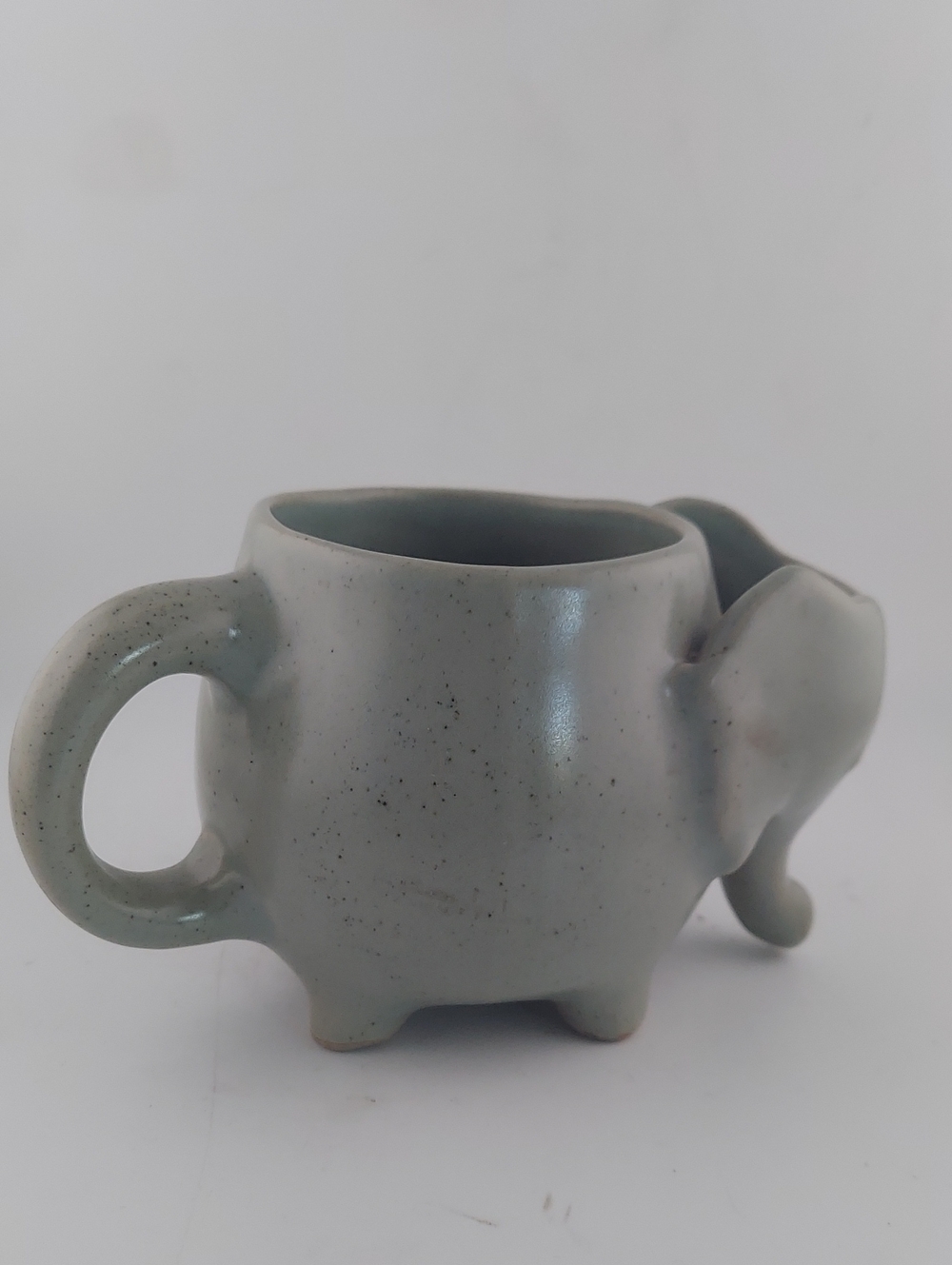 Vintage Light Gray Ceramic Elephant Planter